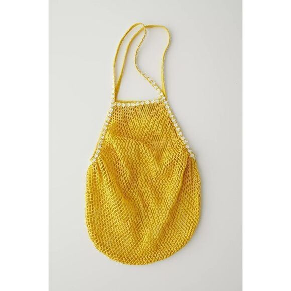 New Urban Outfitters UO Yellow Daisy Trim Market Bag - Picture 5 of 6